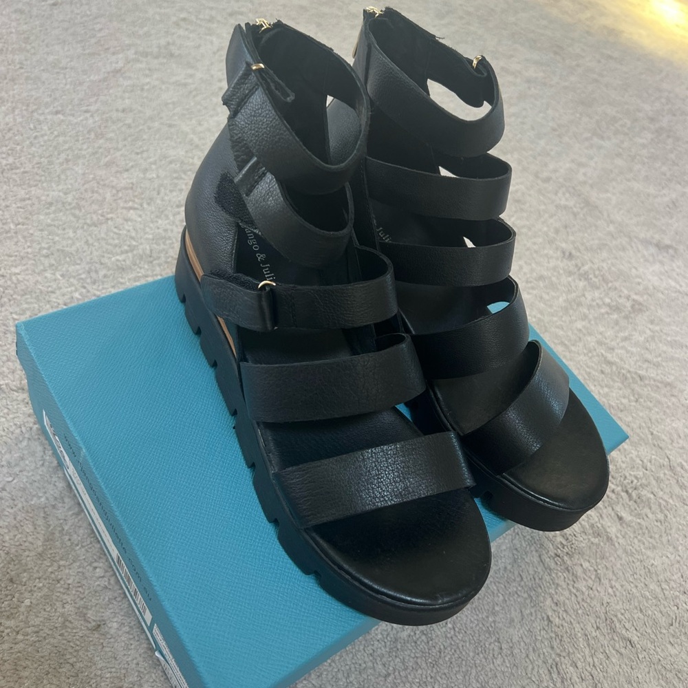 NWT , box and storage bag 
Black Strappy Sandals